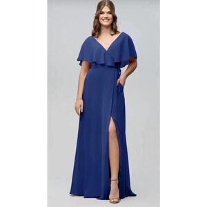 Kennedy Blue Courtney Bridesmaid Dress Long Chiffon Gown Women's size 4 Navy